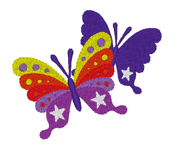 Zwei Schmetterlinge mit Sternen

Größe: 9,0*7,8 cm

Material: Viskosestickgarn und Viesunterlage

Eigenschaften: besonders hautfreundlich, kochfest

                             überbügelbar auf Stufe 2

Artikelnummer: 20908

Preis: 9,90 incl. MwSt.